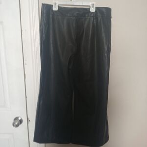 Periphery Emergent Black Faux Leather Cropped Wide-Leg Pants